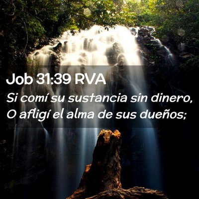 Picture 02 - Job 31:39 RVA - Si comí su sustancia sin dinero, O afligí el - Bible Verse Picture