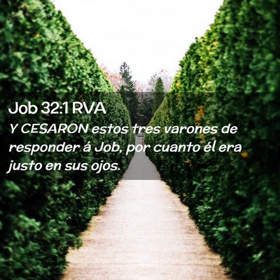 Picture 02 - Job 32:1 RVA - Y CESARON estos tres varones de responder á Job, - Bible Verse Picture