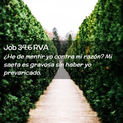 Picture 02 - Job 34:6 RVA - ¿He de mentir yo contra mi razón? Mi saeta es - Bible Verse Picture