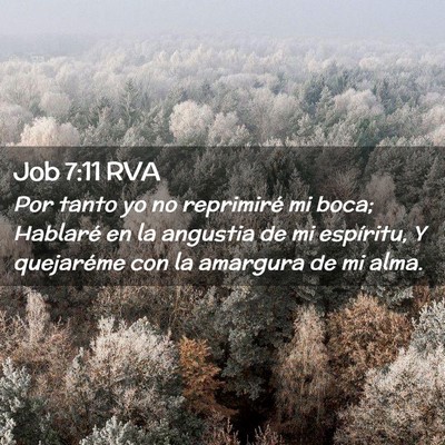 Picture 02 - Job 7:11 RVA - Por tanto yo no reprimiré mi boca; Hablaré en - Bible Verse Picture