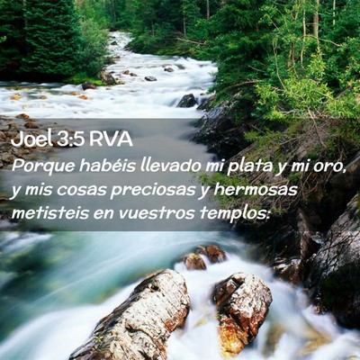 Picture 02 - Joel 3:5 RVA - Porque habéis llevado mi plata y mi oro, y mis - Bible Verse Picture