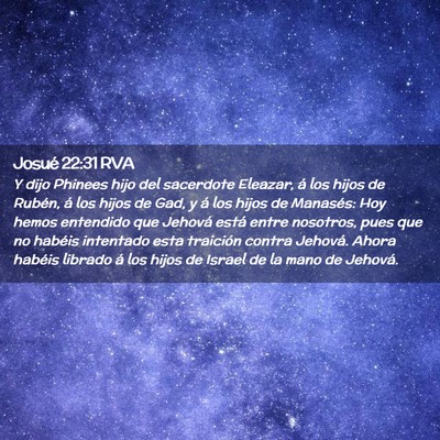 Picture 02 - Josué 22:31 RVA - Y dijo Phinees hijo del sacerdote Eleazar, á los - Bible Verse Picture