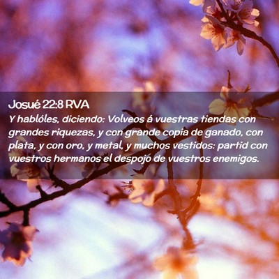 Picture 02 - Josué 22:8 RVA - Y hablóles, diciendo: Volveos á vuestras - Bible Verse Picture