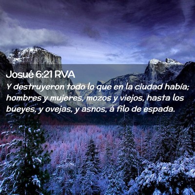 Picture 02 - Josué 6:21 RVA - Y destruyeron todo lo que en la ciudad había; - Bible Verse Picture