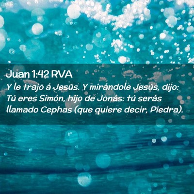 Picture 02 - Juan 1:42 RVA - Y le trajo á Jesús. Y mirándole Jesús, dijo: - Bible Verse Picture