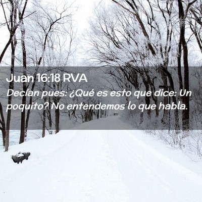 Picture 02 - Juan 16:18 RVA - Decían pues: ¿Qué es esto que dice: Un - Bible Verse Picture