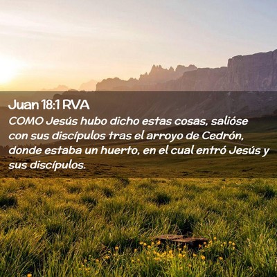 Picture 02 - Juan 18:1 RVA - COMO Jesús hubo dicho estas cosas, salióse con - Bible Verse Picture