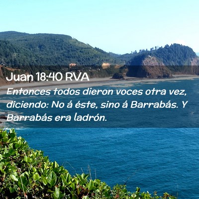 Picture 02 - Juan 18:40 RVA - Entonces todos dieron voces otra vez, diciendo: - Bible Verse Picture