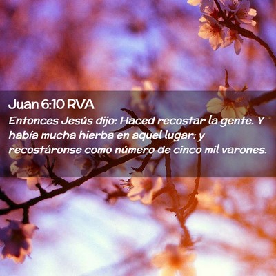 Picture 02 - Juan 6:10 RVA - Entonces Jesús dijo: Haced recostar la gente. Y - Bible Verse Picture