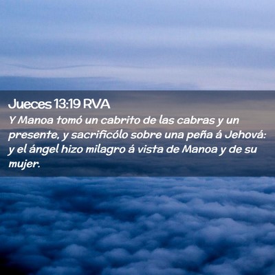 Picture 02 - Jueces 13:19 RVA - Y Manoa tomó un cabrito de las cabras y un - Bible Verse Picture