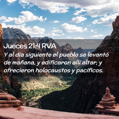 Picture 02 - Jueces 21:4 RVA - Y al día siguiente el pueblo se levantó de - Bible Verse Picture