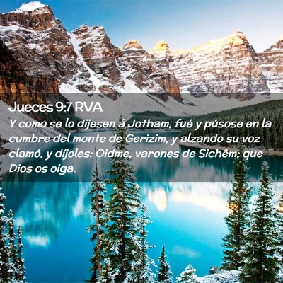 Picture 02 - Jueces 9:7 RVA - Y como se lo dijesen á Jotham, fué y púsose en - Bible Verse Picture