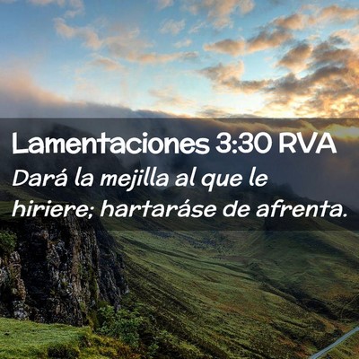 Picture 02 - Lamentaciones 3:30 RVA - Dará la mejilla al que le hiriere; hartaráse de - Bible Verse Picture