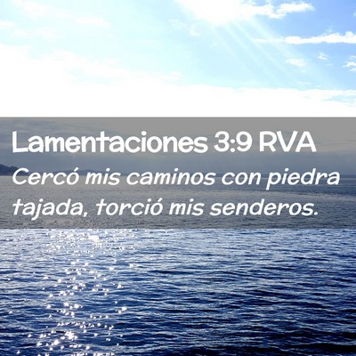 Picture 02 - Lamentaciones 3:9 RVA - Cercó mis caminos con piedra tajada, torció mis - Bible Verse Picture