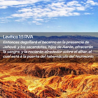Picture 02 - Levítico 1:5 RVA - Entonces degollará el becerro en la presencia de - Bible Verse Picture