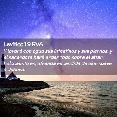 Picture 02 - Levítico 1:9 RVA - Y lavará con agua sus intestinos y sus piernas: - Bible Verse Picture