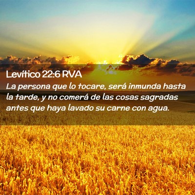 Picture 02 - Levítico 22:6 RVA - La persona que lo tocare, será inmunda hasta la - Bible Verse Picture