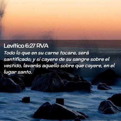 Picture 02 - Levítico 6:27 RVA - Todo lo que en su carne tocare, será - Bible Verse Picture