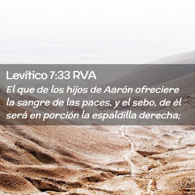 Picture 02 - Levítico 7:33 RVA - El que de los hijos de Aarón ofreciere la sangre - Bible Verse Picture