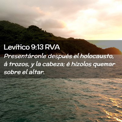 Picture 02 - Levítico 9:13 RVA - Presentáronle después el holocausto, á trozos, - Bible Verse Picture