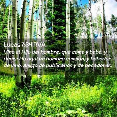 Picture 02 - Lucas 7:34 RVA - Vino el Hijo del hombre, que come y bebe, y - Bible Verse Picture