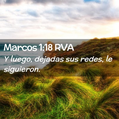 Picture 02 - Marcos 1:18 RVA - Y luego, dejadas sus redes, le - Bible Verse Picture