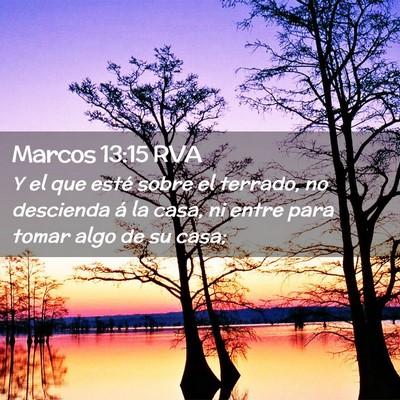 Picture 02 - Marcos 13:15 RVA - Y el que esté sobre el terrado, no descienda á - Bible Verse Picture