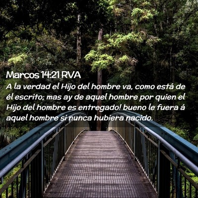 Picture 02 - Marcos 14:21 RVA - A la verdad el Hijo del hombre va, como está de - Bible Verse Picture