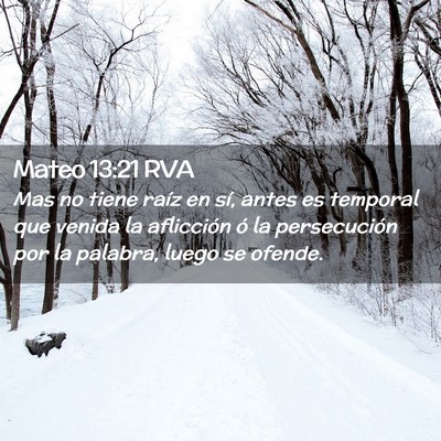 Picture 02 - Mateo 13:21 RVA - Mas no tiene raíz en sí, antes es temporal que - Bible Verse Picture
