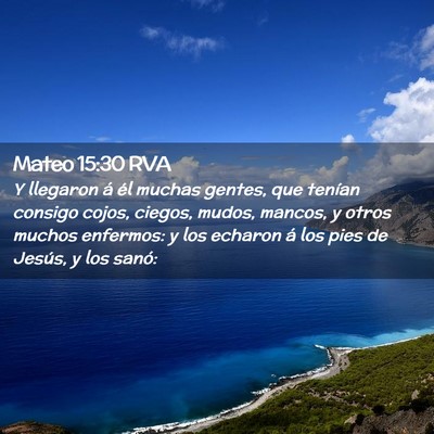 Picture 02 - Mateo 15:30 RVA - Y llegaron á él muchas gentes, que tenían - Bible Verse Picture