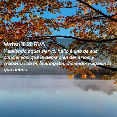 Picture 02 - Mateo 18:28 RVA - Y saliendo aquel siervo, halló á uno de sus - Bible Verse Picture