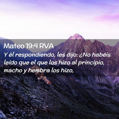 Picture 02 - Mateo 19:4 RVA - Y él respondiendo, les dijo: ¿No habéis leído - Bible Verse Picture