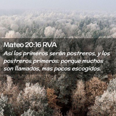 Picture 02 - Mateo 20:16 RVA - Así los primeros serán postreros, y los - Bible Verse Picture