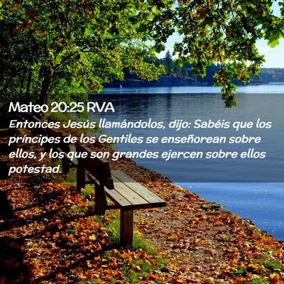 Picture 02 - Mateo 20:25 RVA - Entonces Jesús llamándolos, dijo: Sabéis que - Bible Verse Picture