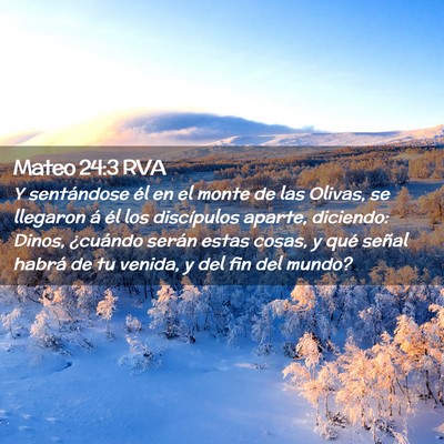 Picture 02 - Mateo 24:3 RVA - Y sentándose él en el monte de las Olivas, se - Bible Verse Picture