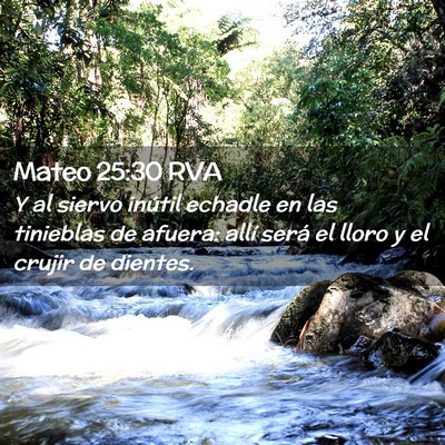 Picture 02 - Mateo 25:30 RVA - Y al siervo inútil echadle en las tinieblas de - Bible Verse Picture