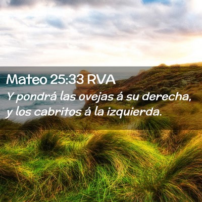 Picture 02 - Mateo 25:33 RVA - Y pondrá las ovejas á su derecha, y los - Bible Verse Picture