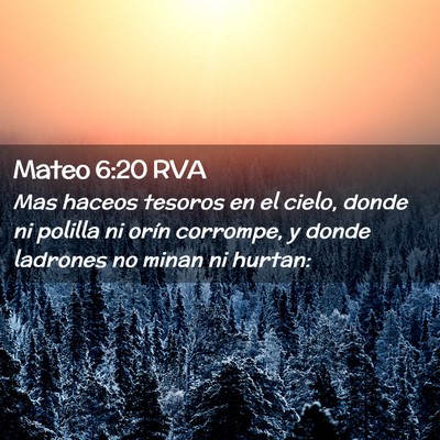 Picture 02 - Mateo 6:20 RVA - Mas haceos tesoros en el cielo, donde ni polilla - Bible Verse Picture
