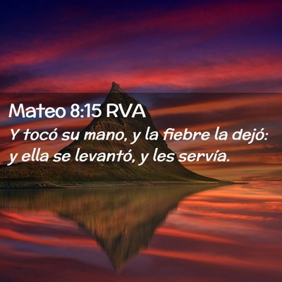 Picture 02 - Mateo 8:15 RVA - Y tocó su mano, y la fiebre la dejó: y ella se - Bible Verse Picture
