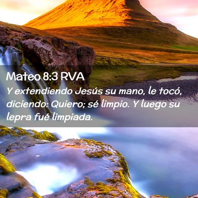 Picture 02 - Mateo 8:3 RVA - Y extendiendo Jesús su mano, le tocó, diciendo: - Bible Verse Picture