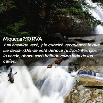 Picture 02 - Miqueas 7:10 RVA - Y mi enemiga verá, y la cubrirá vergüenza: la - Bible Verse Picture