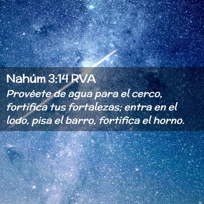 Picture 02 - Nahúm 3:14 RVA - Provéete de agua para el cerco, fortifica tus - Bible Verse Picture