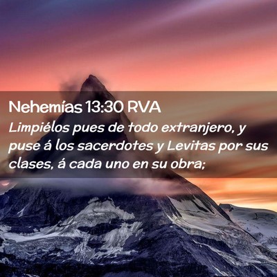 Picture 02 - Nehemías 13:30 RVA - Limpiélos pues de todo extranjero, y puse á los - Bible Verse Picture