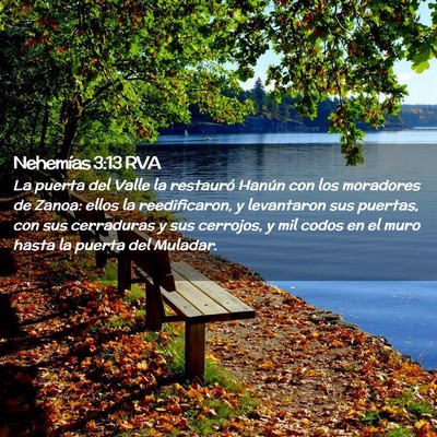 Picture 02 - Nehemías 3:13 RVA - La puerta del Valle la restauró Hanún con los - Bible Verse Picture
