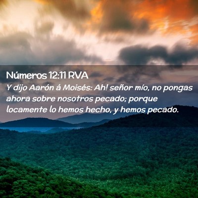 Picture 02 - Números 12:11 RVA - Y dijo Aarón á Moisés: ­Ah! señor mío, no - Bible Verse Picture