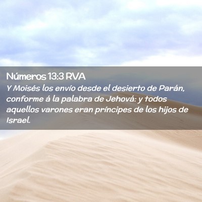 Picture 02 - Números 13:3 RVA - Y Moisés los envío desde el desierto de Parán, - Bible Verse Picture