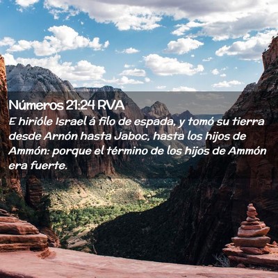Picture 02 - Números 21:24 RVA - E hirióle Israel á filo de espada, y tomó su - Bible Verse Picture
