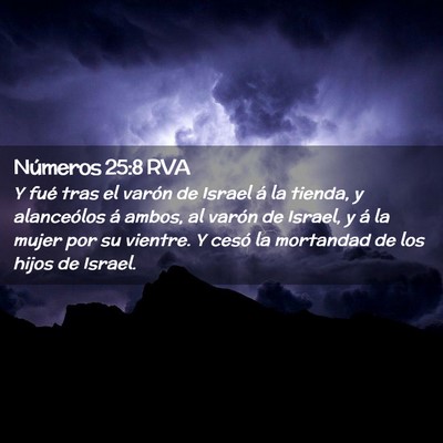 Picture 02 - Números 25:8 RVA - Y fué tras el varón de Israel á la tienda, y - Bible Verse Picture