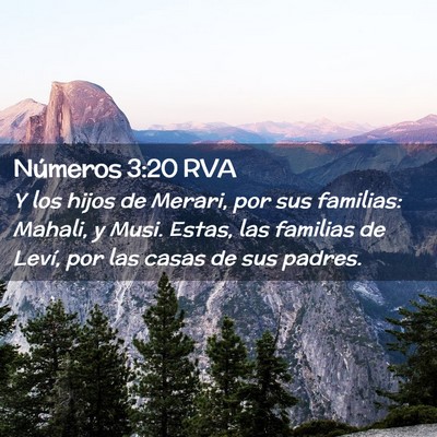 Picture 02 - Números 3:20 RVA - Y los hijos de Merari, por sus familias: Mahali, - Bible Verse Picture