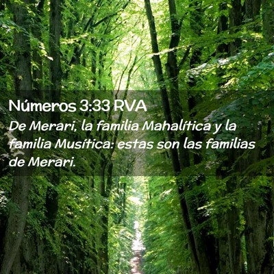 Picture 02 - Números 3:33 RVA - De Merari, la familia Mahalítica y la familia - Bible Verse Picture